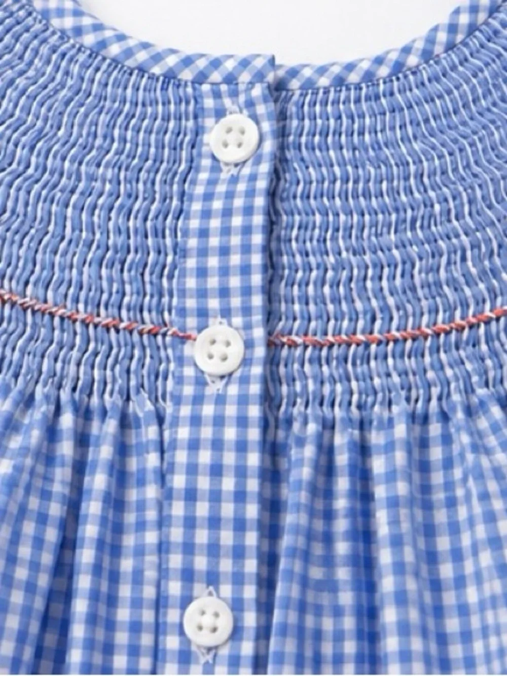 KIDS by M.E. Hand Smocked Jump Rope Bishop Dress Blue Gingham 18M Heirloom